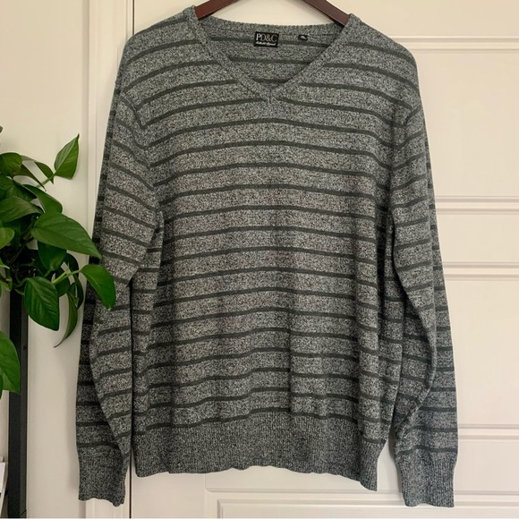 • [PD&C] V-Neck Striped Sweater • - Picture 1 of 10